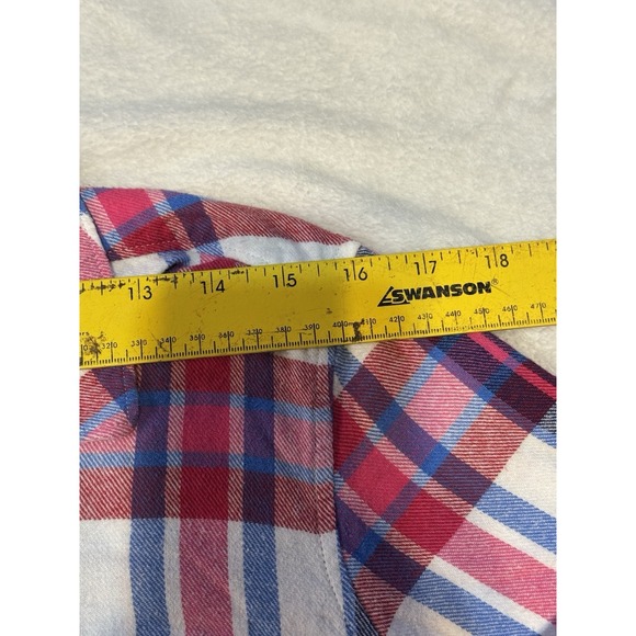 Woolrich‎ Women L Flannel Shirt Red Blue White Plaid Cotton Long Sleeve HLT0669S - Picture 9 of 9